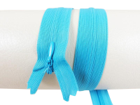 Seam-covered zippers - 60 cm - turquoise