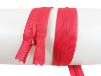 Seam-covered zippers - 60 cm - red