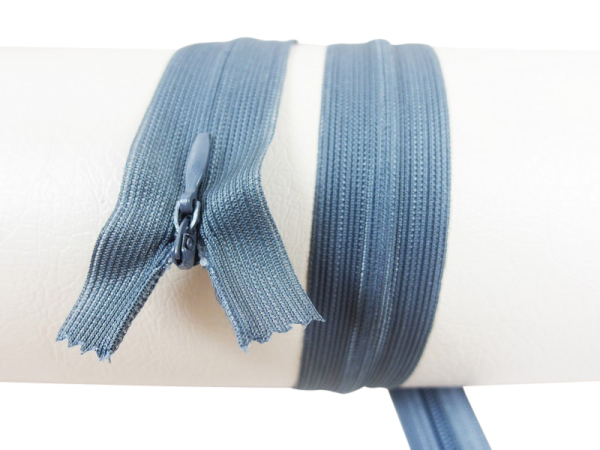 Seam-covered zippers - 60 cm - dark gray