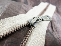 Taschenzipper/Jackenzipper  Modell "Perdue"(Langzipper)  für 6 mm Stärke / altmessing