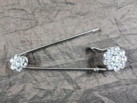 Kilt - Sicherheitsnadeln Modell "Farfalla-Blume"  71 x 18 mm / silber