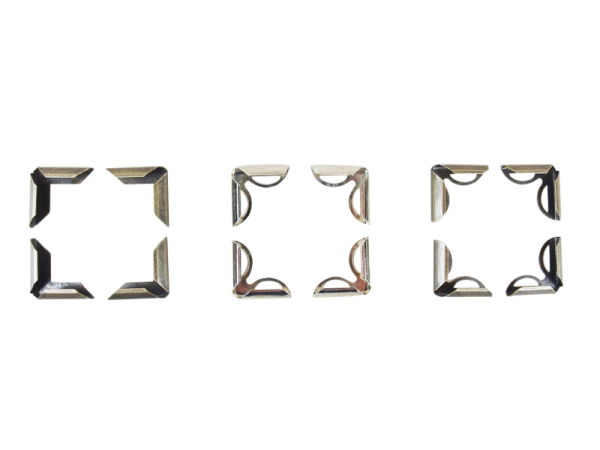 10 pieces Pocket corners / metal corners 16 x 16 mm - 17 x 17 mm