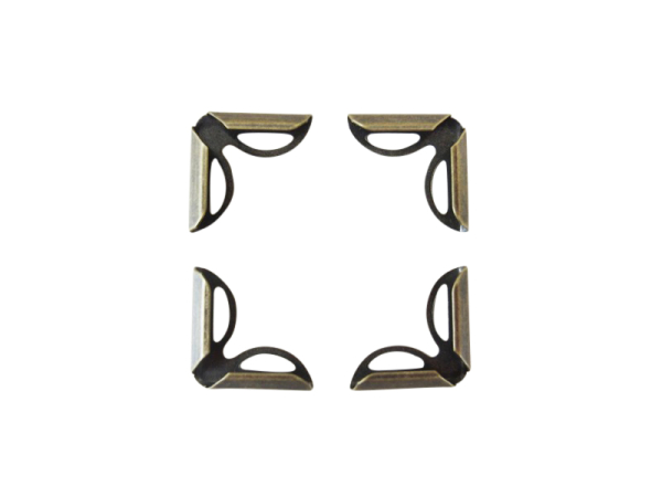 10 pieces Pocket corners / metal corners 16 x 16 mm old brass/decorated
