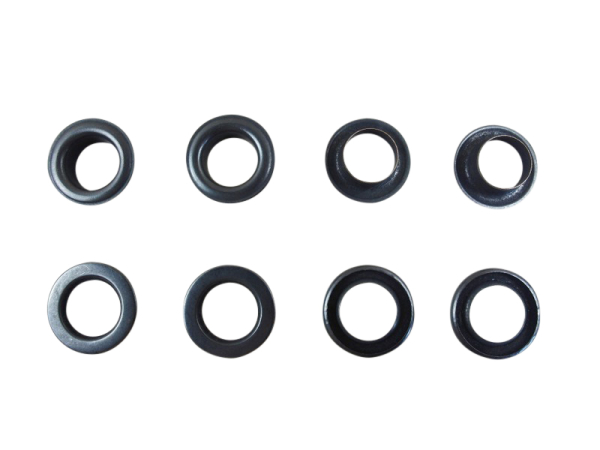 Ösen mit Scheiben Modell "Big"  100er Set 8 mm / ohne Werkzeuge schwarz-bruniert