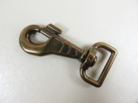 Bolzenkarabinerhaken / Karabinerhaken mit drehbarem Gelenk Taro-Gemustert-eckig altmessing - 25 mm
