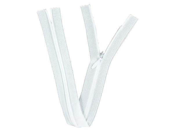 Seam-covered zippers 25 cm white