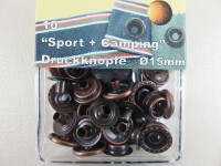 Druckknöpfe Ringfeder "Sport+Camping" 15 mm - Ringfeder / mit Werkzeug altkupfer