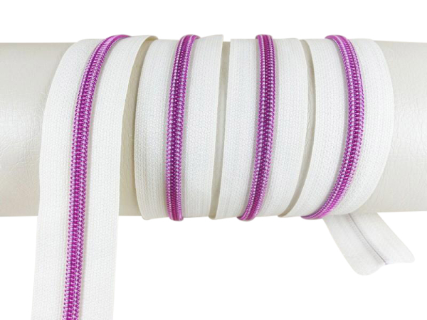 Endless zippers model "Brilliant" No. 7 / with pink spiral / cream-pink