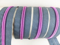 Endless zippers model "Brilliant" No. 7 / with pink spiral / dark gray-pink