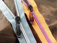 Endless zippers model "Brilliant" No. 7 / with pink spiral / dark gray-pink
