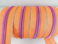 Endless zippers model "Brilliant" No. 7 / with pink spiral / orange-pink