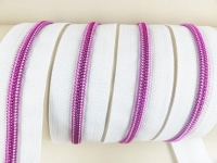 Endlos- Reißverschlüsse Modell "Brilliant" Nr. 7 / mit pinker Spirale / weiß-pink