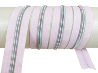 Endlos- Reißverschlüsse Modell "Brilliant" Nr. 7 / mit silberner Spirale / rosa-silber
