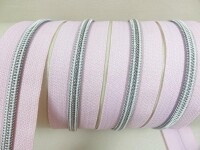 Endlos- Reißverschlüsse Modell "Brilliant" Nr. 7 / mit silberner Spirale / rosa-silber