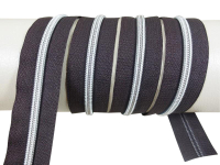 Endless zippers model "Brilliant" No. 7 / with silver spiral / dark brown-silver