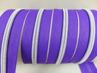 Endlos- Reißverschlüsse Modell "Brilliant" Nr. 7 / mit silberner Spirale / lila-silber
