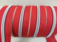 Endless zippers model "Brilliant" No. 7 / with silver spiral / red-silver