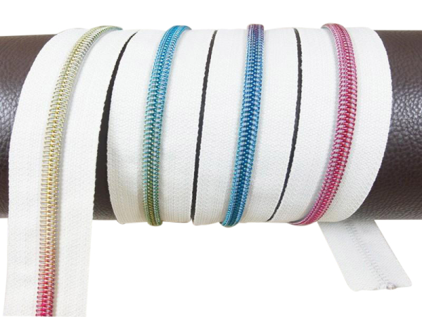 Endless zippers model "Brilliant" No. 7 / with rainbow spiral / cream