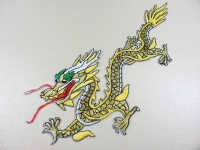 Bügelbild Bügelmotiv-Gestickt Goldene-Drache...