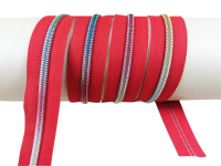 Endlos- Reißverschlüsse Modell "Brilliant" Nr. 7 / mit regenbogen Spirale / rot