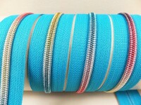 Endless zippers model "Brilliant" No. 7 / with rainbow spiral / turquoise