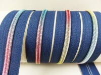 Endless zippers model "Brilliant" No. 7 / with rainbow spiral / navy blue