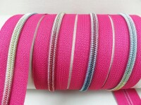 Endless zippers model "Brilliant" No. 7 / with rainbow spiral / pink-violet