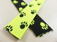 Pfötchengurtband Doppelseitig 30 mm schwarz-neon-gelb