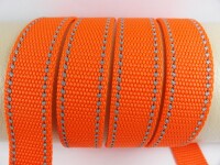 Gurtband/Reflektorbänder - mit Reflektorstreifen - orange-silber  25 mm