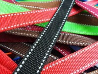 Webbing/reflective tapes - with reflective strips - bordeaux/wine silver 25 mm