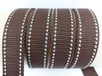 Webbing/reflective tapes - with reflective strips - dark brown-silver 25 mm