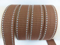 Gurtband/Reflektorbänder - mit Reflektorstreifen - braun-silber  25 mm