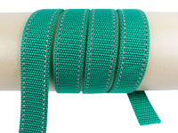 Webbing/reflective tapes - with reflective strips - fir green-silver 25 mm