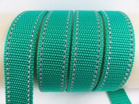 Webbing/reflective tapes - with reflective strips - fir green-silver 25 mm