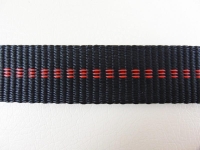 Tubular webbing/webbing - For dog leash collars 25 mm x 3 mm black-red
