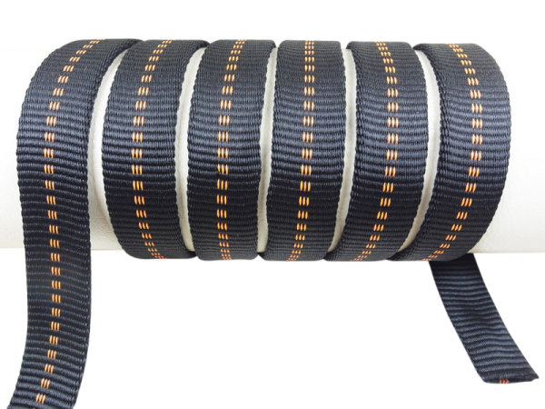 Schlauchgurtband/Gurtband - Für Hundeleine-Halsbänder 25 mm x 3 mm schwarz-orange