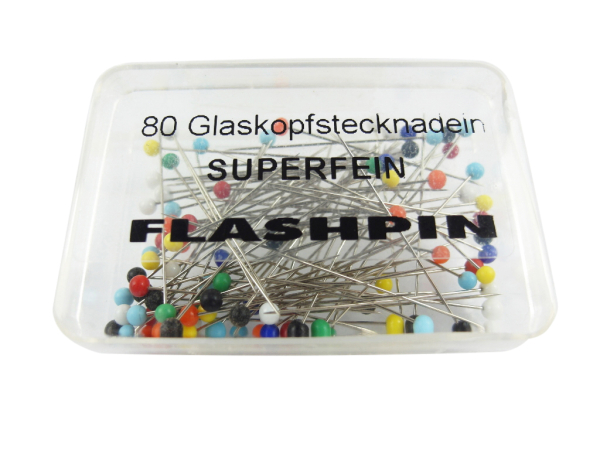 Glaskopfstecknadeln - SUPERFEIN / Mix-Farbe - (ca. 80 Stck.) 0,40 x 33 mm