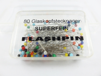 Glaskopfstecknadeln - SUPERFEIN / Mix-Farbe - (ca. 80 Stck.) 0,40 x 33 mm