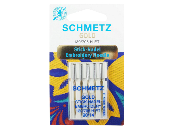 SCHMETZ - 5 Gold embroidery needle Embroidery 90/14 - flat piston