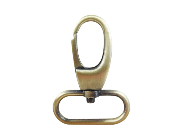 Karabinerhaken - leichtes Modell 30 mm altmessing (gebürstet)