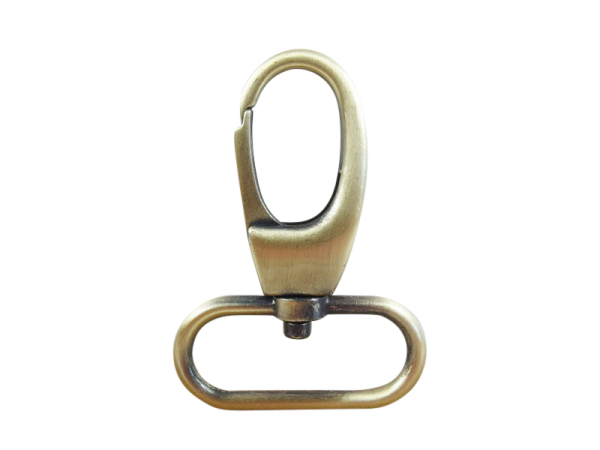 Karabinerhaken - leichtes Modell 38 mm altmessing (gebürstet)