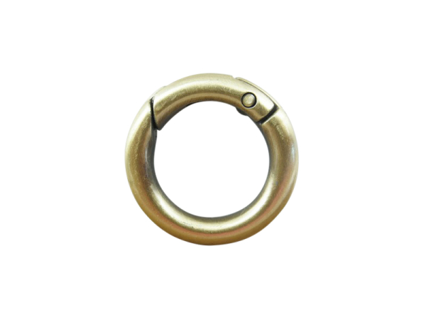 Ring - carabiner hook - model "Frango" 20 mm old brass / small