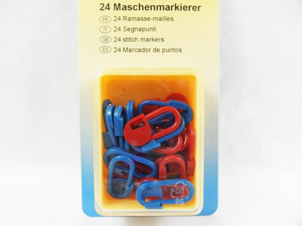 24 stitch markers - red and blue