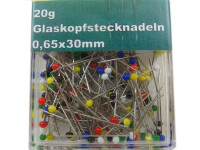 Glaskopfstecknadeln / 20g -  0,65 x 30 mm bunt