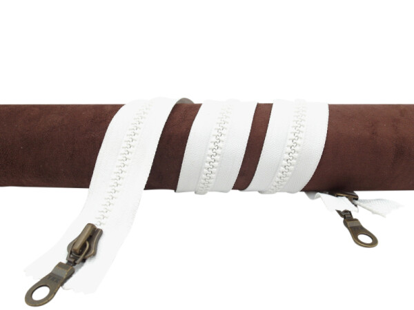 YKK zipper - plastic teeth - two-way zipper - not separable white -71cm