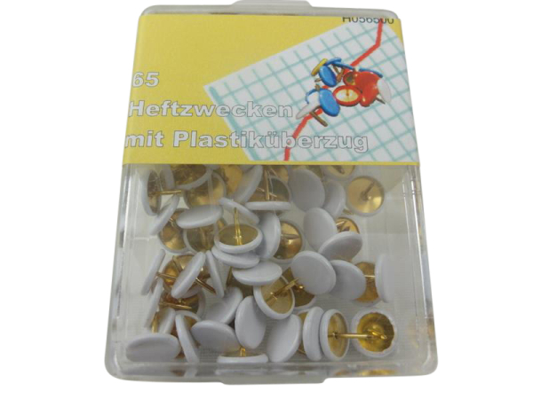 Heftzwecken mit Plastiküberzug weiß