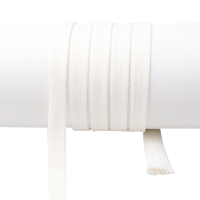 Flat cord / tube cord - 100% cotton - 18 mm white