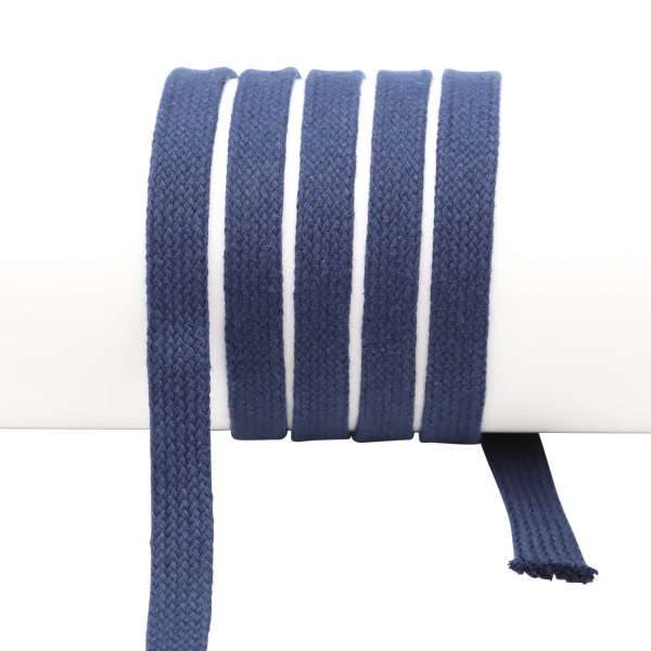 Flat cord / tube cord - 100% cotton - 18 mm navy blue