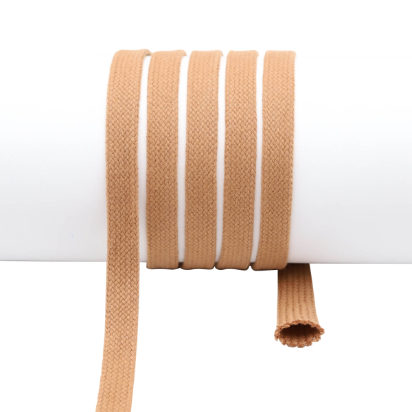 Flat cord / tube cord - 100% cotton - 18 mm caramel