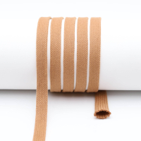 Flat cord / tube cord - 100% cotton - 18 mm caramel